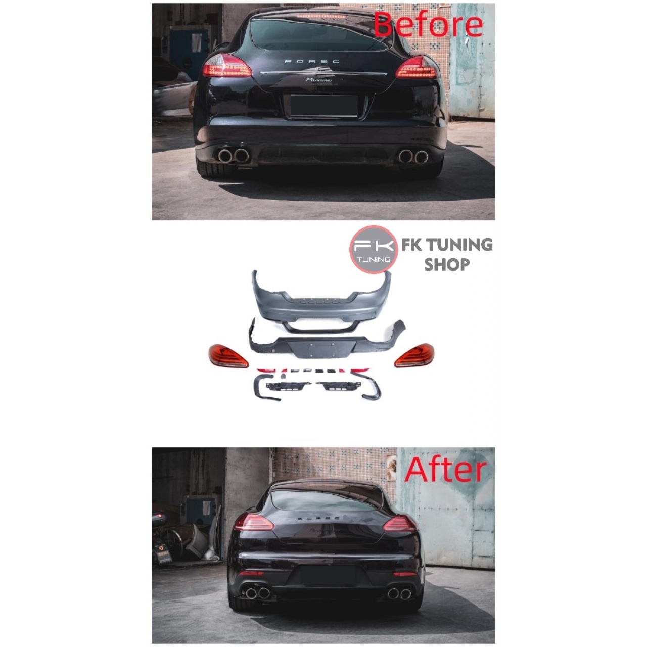 Porsche Panamera Arka Tampon + Led Stop Seti Facelift Görünüm 2011-2013 uyumlu