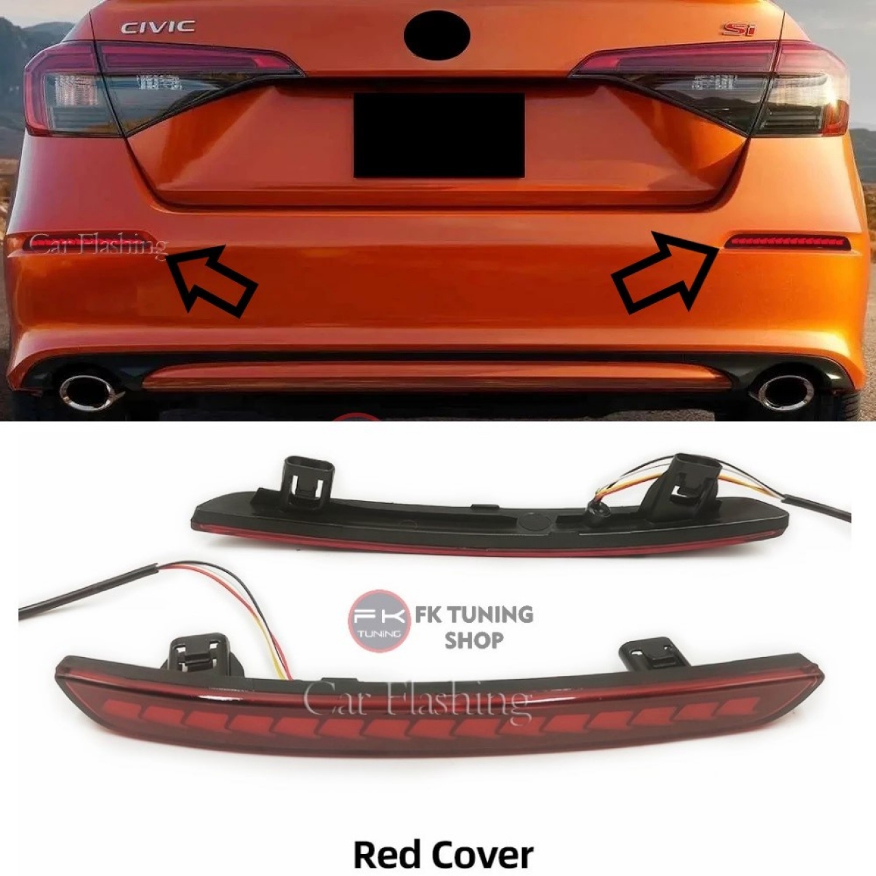 Honda Civic FE Arka Tampon Geri Sis Ledi Kırmızı Renk 2022 ve üzeri