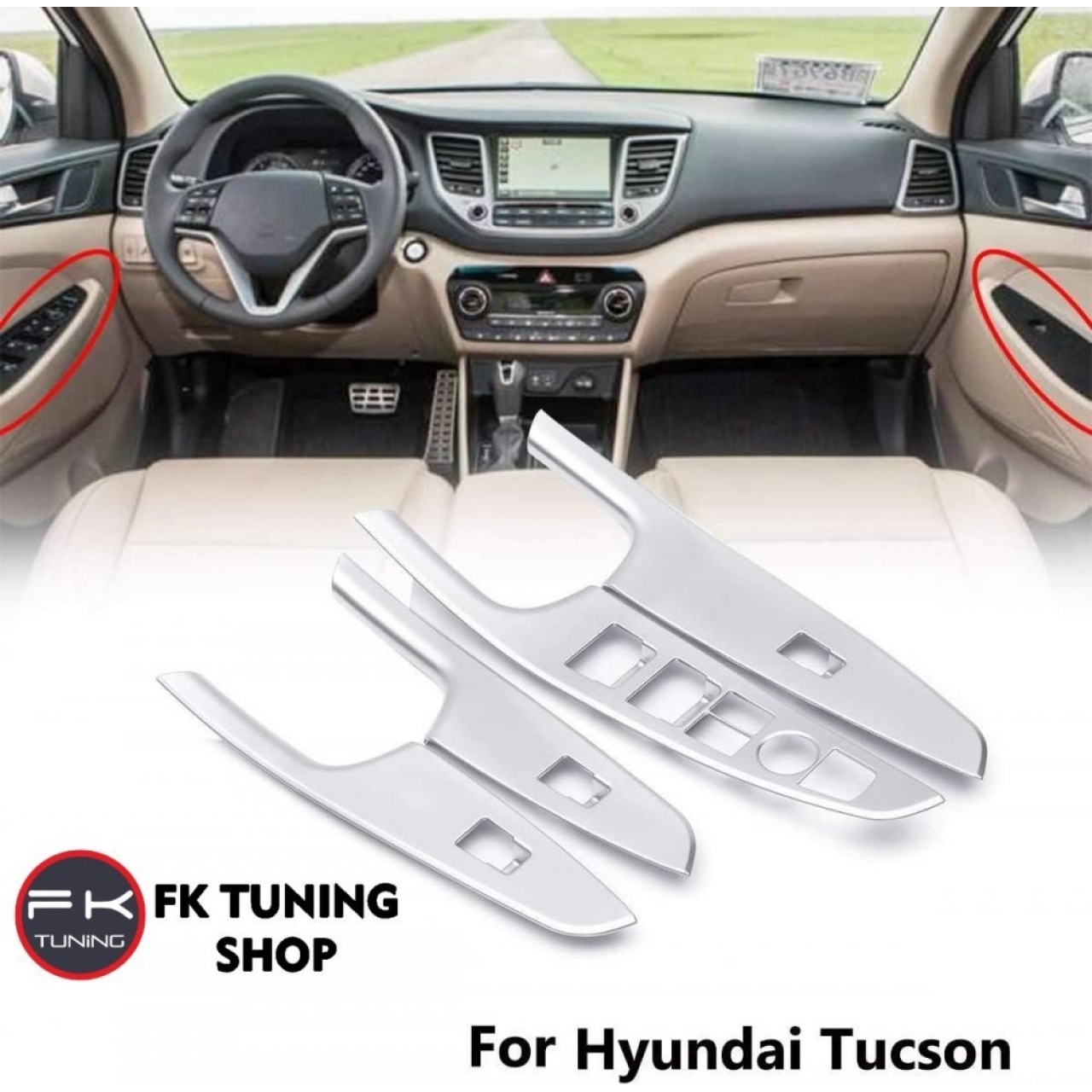 Hyundai Tucson Kapı Kontrol Kaplaması Gümüş Renk 15-18
