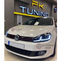 VW Golf 6 Uyumlu 7.5 Görünüm R Krom Çizgili J Kayar Ledli Far Takımı (2008-2013)