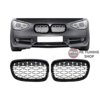Bmw F20 F21 Ön Panjur Seti Böbrek Diamond Dizayn Pianoblack-Krom 1 Serisi 2010-2014
