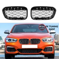 Bmw F20 F21 LCİ Ön Panjur Seti Böbrek Diamond Dizayn Pianoblack-Krom 1 Serisi 2015-2018