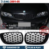 Bmw E46 Ön Panjur Seti Böbrek Diamond Dizayn Full Pianoblack 4 Kapı 2002-2005