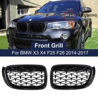 Bmw F25 F26 X3 X4 Ön Panjur Seti Böbrek Diamond Full Pianoblack 2014-2017