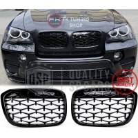 Bmw X5 E70 E71 E72 Ön Panjur Seti Böbrek Diamond Dizayn Full Pianoblack 2007-2013