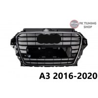 Audi A3 S3 Ön Panjur Seti Pianoblack Zemin - Krom Çerçeve 2016-2020