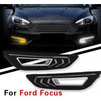 FORD FOCUS 3,5 MAKYAJLI KASA SİS FARI ÇERÇEVESİ GÜNDÜZ LEDLİ SİNYALLİ (model 3)