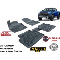 Ford Ranger T8 3D Havuzlu Oto Paspas Seti Perflex Marka 2019 ve Üzeri