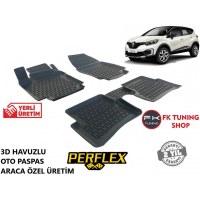 Renault Captur 3D Havuzlu Oto Paspas Seti Perflex Marka 2013 ve üzeri