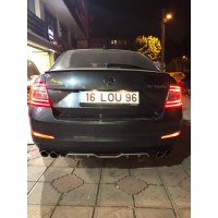 SKODA OCTAVİA DİFÜZÖR ÇİFT EGZOZ GÖRÜNÜMLÜ ARACA ÖZEL (gri renk)