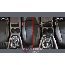 Nissan Qashqai Orta Konsol Bardaklık Kaplama Karbon 2014-2020