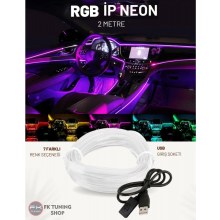 RGB NEON İP LED AMBİYANS AYDINLATMA TORPİDO-KAPI TUŞLU 2 METRE