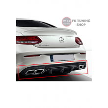 Mercedes Benz W205 Coupe Arka Difüzör & KROM Egzoz Ucu İthal Plastik 2014-2019