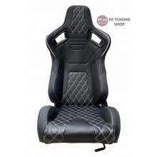 Recaro Model Spor Koltuk Yarış Koltuğu 2 Adet Siyah Renk Deri Beyaz Dikişli