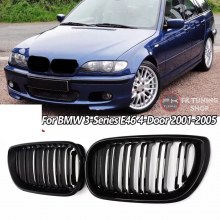 Bmw E46 Böbrek Seti Ön Panjur Pianoblack Çift Çizgi 4 Kapı 2002-2005 (kampanya