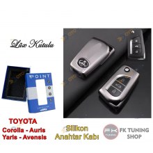 Toyota Corolla - Auris - Yaris - Avensis Anahtar Kılıfı Silikon Gri Renk 1 Adet