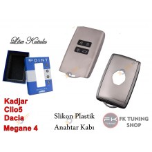 Renault Clio 5 - Megane 4 - Kadjar - Dacia Anahtar Kabı Kılıfı Silikon Gri Renk 1 Adet
