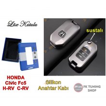 Honda Civic Fc5 - H-rv - C-rv Anahtar Kabı Kılıfı Silikon Füme Renk 1 Adet