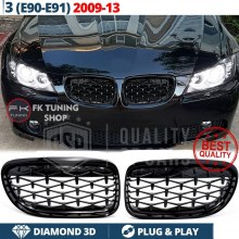 Bmw E90 E91 Ön Panjur Seti Böbrek Diamond Dizayn Full Pianoblack 2009-2012