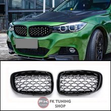 Bmw F34 GT Ön Panjur Seti Böbrek Diamond Dizayn Krom - Pianoblack 2012-2020