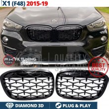 Bmw X1 F48 F49 Ön Panjur Seti Böbrek Diamond Full Pianoblack 2016 ve üzeri Bmw X1 F48 F49 Ön Panjur Seti Böbrek Diamond Full Pianoblack 2016 ve üzeri