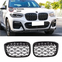 Bmw G01 G02 X3 X4 Ön Panjur Seti Böbrek Diamond Krom-Pianoblack 2018-2020