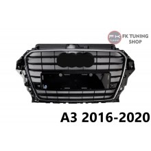 Audi A3 S3 Ön Panjur Seti Pianoblack Zemin - Krom Çerçeve 2016-2020 Audi A3 S3 Ön Panjur Seti Pianoblack Zemin - Krom Çerçeve 2016-2020