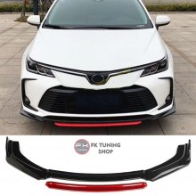 Toyota Corolla Ön Tampon Eki Kanatlı Lip 4 Parça (kırmızı detaylı-2019 ve üzeri