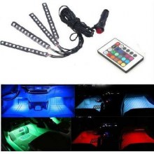 ARAÇ İÇİ AYAK ALTI RGB AYDINLATMA AMBİANS SESE DUYARLI 12 LEDLİ (4 ADET)
