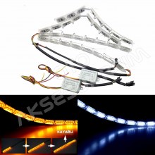 FAR İÇİ KRİSTAL ŞERİT LED YÜRÜYEN SİNYALLİ BEYAZ VE TURUNCU RENK 32 LEDLİ