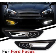 FORD FOCUS 3,5 MAKYAJLI KASA SİS FARI ÇERÇEVESİ GÜNDÜZ LEDLİ SİNYALLİ (model 3)