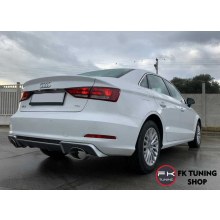 Audi A3 Rs3 Arka Difüzör + Egzoz uçları Sedan 2012-2016 Füme renk (plastik