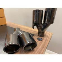 BMW EGZOZ UCU ÇİFT ÇIKIŞ SİYAH 90mm Açılı (2 adet