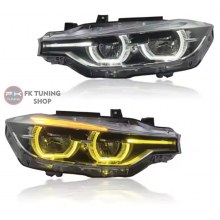 Bmw F30 Lci Model Ön Far Seti Sarı-Beyaz Angellı 2011-2014 (halogen farlı modele uyumlu