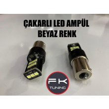 ÇAKARLI LED AMPÜL BEYAZ RENK TEK DUYLU 15 LEDLİ (sinyal-stop-arka sis vb