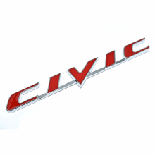 CİVİC LOGO METAL BAGAJ-ÇAMURLUK (YAPIŞTIRMALI/Kırmızı renk 15 CM