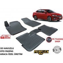 Fiat Egea Sedan 3D Havuzlu Oto Paspas Seti Perflex Marka 2016 ve üz.