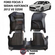 Ford Focus 3 - 3.5 5D Havuzlu Paspas Seti Deluxrider Siyah Renk 2012-2018