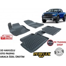 Ford Ranger T8 3D Havuzlu Oto Paspas Seti Perflex Marka 2019 ve Üzeri