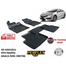 Honda Civic Fc5 3D Havuzlu Oto Paspas Seti Perflex Marka 2016-2020