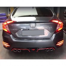 HONDA CİVİC FC5 DİFÜZÖR PİANOBLACK-KIRMIZI ŞERİTLİ (2016 üzeri