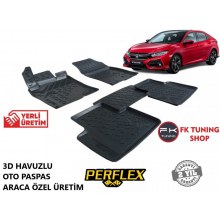 Honda Civic Fk7 Makyajlı 3D Havuzlu Oto Paspas Seti Perflex 2020 ve üz.