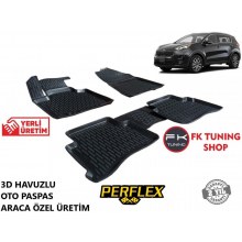 Kia Sportage 3D Havuzlu Oto Paspas Seti Perflex Marka 2016 ve Üzeri