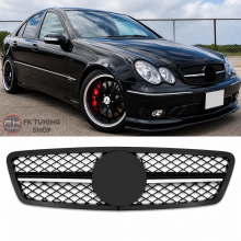 Mercedes Benz W203 Amg Dizayn Ön Panjur 2001-2007 Pianoblack Renk - Krom Çıtalı