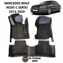 Mercedes Benz W205 5D Havuzlu Paspas Seti Deluxrider Siyah Renk 2014-2020