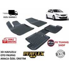 Peugeot 308 3D Havuzlu Oto Paspas Seti Perflex 2015-2021
