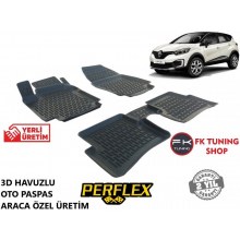 Renault Captur 3D Havuzlu Oto Paspas Seti Perflex Marka 2013 ve üzeri