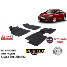Renault Fluence 3D Havuzlu Oto Paspas Seti Perflex Marka 2009 ve üzeri