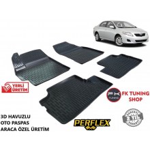 Toyota Corolla 3D Havuzlu Oto Paspas Seti Perflex Marka 2007-2013