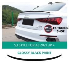 Audi A3 Arka Spoyler S3 Desing 2021 ve üzeri sedan (plastik-pianoblack